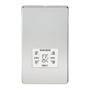 Picture of 115V/230V SHAVER SOCKET SCREWLESS PLATE
WHITE INSERT POLISHED CHROME