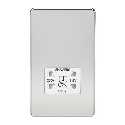 Picture of 115V/230V SHAVER SOCKET SCREWLESS PLATE
WHITE INSERT POLISHED CHROME
