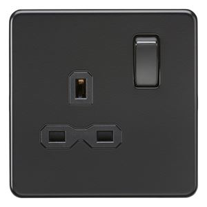Picture of 1 GANG SOCKET MATT BLACK INSERT
SCREWLESS FLAT PLATE