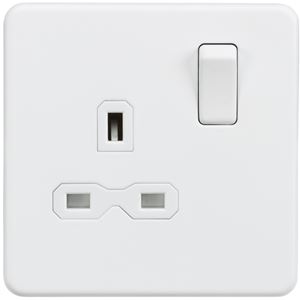 Picture of 1 GANG SOCKET MATT WHITE INSERT
SCREWLESS FLAT PLATE