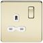 Picture of 1 GANG SOCKET POLISHED BRASS WHITE INSERT
SCREWLESS FLAT PLATE