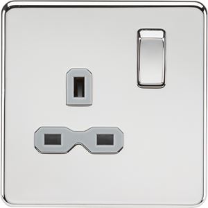 Picture of 1 GANG SOCKET SCREWLESS FLAT PLATE
GREY INSERT