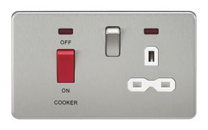 Picture of 45A DP  SWITCH  NEON SCREWLESSSWITCH AND 13A SOCKET  BRUSHED CHROME WH/INS