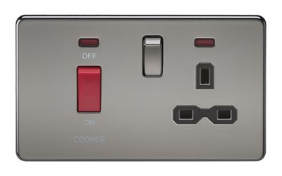 Picture of 45A DP  SWITCH NEON SCREWLESSSWITCH AND 13A SOCKET  BLACK NICKEL BLK/INS