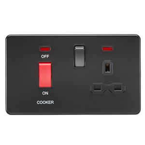 Picture of 45A DP  SWITCH NEON SCREWLESSSWITCH AND 13A SOCKET  MATT BLACK