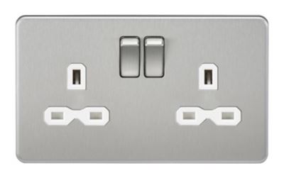 Picture of 2 GANG SOCKET SCREWLESS FLAT PLATE
WHITE INSERT