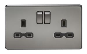 Picture of 2 GANG SOCKET SCREWLESS FLAT PLATE
BLACK NICKEL/BLACK INSERT
