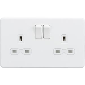 Picture of 2 GANG SOCKET MATT WHITE
SCREWLESS FLAT PLATE