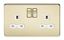 Picture of 2 GANG SOCKET POLISHED BRASS
SCREWLESS FLAT PLATE WHITE INSERT