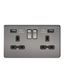 Picture of 2 GANG SOCKET SCREWLESS FLAT PLATE
C/W DUAL USB CHARGER BLACK NICKEL BLK/INS