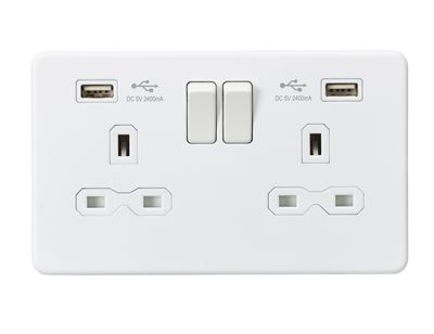 Picture of SOCKET MATT WHITE C/W 2 USB POINTS
SCREWLESS FLAT PLATE