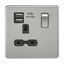 Picture of 1 GANG SOCKET SCREWLESS FLAT PLATE
C/W DUAL USB CHARGER BRUSHED CHROME BLK/INS
