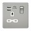 Picture of 1 GANG SOCKET SCREWLESS FLAT PLATE
C/W DUAL USB CHARGER BRUSHED CHROME WH/INS