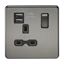 Picture of 1 GANG SOCKET SCREWLESS FLAT PLATE
C/W DUAL USB CHARGER BLACK NICKEL BLK/INS