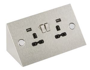 Picture of UNDER CABINET DOUBLE SOCKET C/W USB POINTS
ANGLED BRUSHED CHROME/BL INSERT