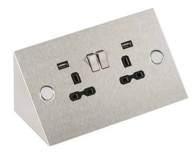 Picture of UNDER CABINET DOUBLE SOCKET C/W USB POINTS
ANGLED BRUSHED CHROME/BL INSERT