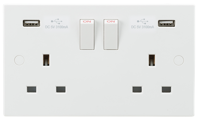 Picture of 2gang switched Socket c/w USB Port
Knightsbridge