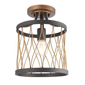 Picture of HESTON  SEMI FLUSH MATT BLACK & RUSTIC FTTG
ENDON