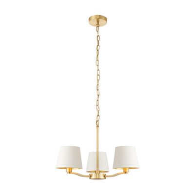 Picture of HARVEY 3 LT PENDANT C/W FAUX SILK SHADES
BRASS/WHITE SHADES
ENDON