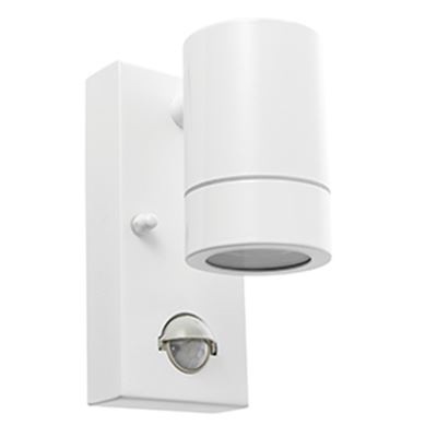 Picture of PALIN 1LT FIXED SPOT WALL IP44  GLOSS WHITE C/W PIRsaxby
