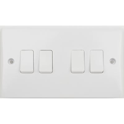 Picture of 4gang 2way 10amp Plate Switch FlatWhite Plastic