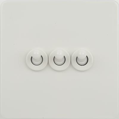Picture of WHITE PAINTED FLAT PLATE3 GANG 2 WAY TOGGLE