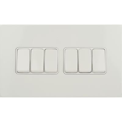 Picture of WHITE PAINTED FLAT PLATE6GANG 2WAY SWITCH