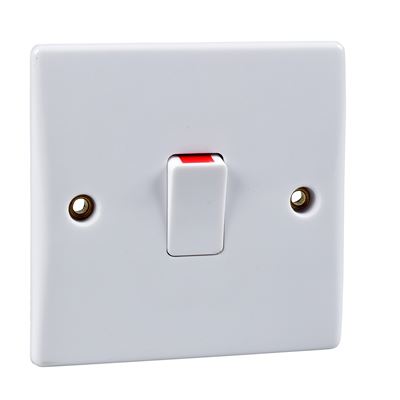 Picture of 1gang 20amp Double Pole Switch Flat Platewhite plastic