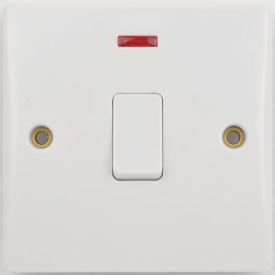 Picture of 20amp Double Pole Switch Neon + Flexoutletwhite plastic