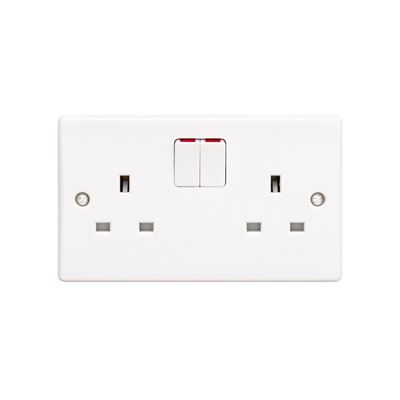 Picture of 2gang Switched SocketWhite Plastic