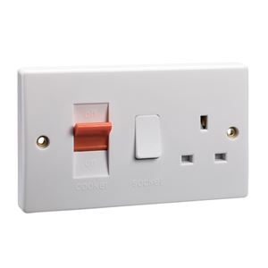 Picture of 45amp Cooker Unit 13amp Socketwhite plastic