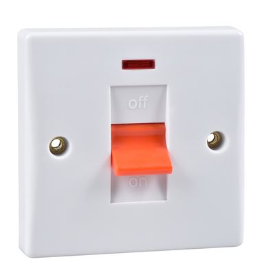 Picture of 1gang 45amp Double Pole Switch Neon Flatwhite plastic