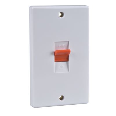 Picture of 2gang 45amp Double Pole Switch Flat Platewhite plastic