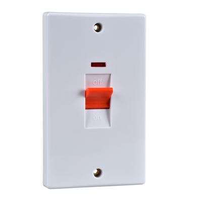 Picture of 2gang 45amp Double Pole Switch Neon Flatwhite plastic