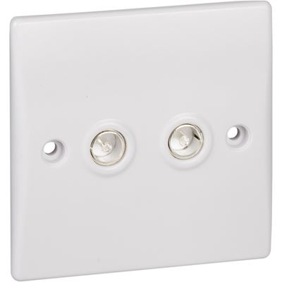 Picture of Twin TV/FM Coax Flat Platewhite plastic