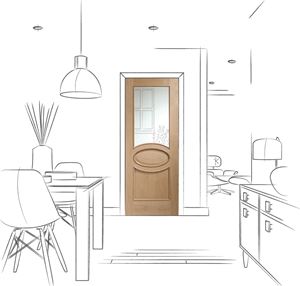 Picture of Internal Oak Calabria with Clear Bevelled Glass and RM
1981 x 762 x 35mm (30")