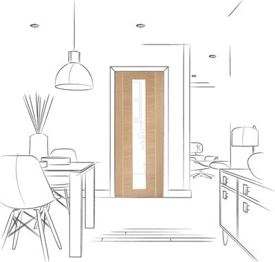 Picture of Internal Oak Pre-Finished Forli (Alum Inlay) Clear Glass
1981 x 762 x 35mm (30")