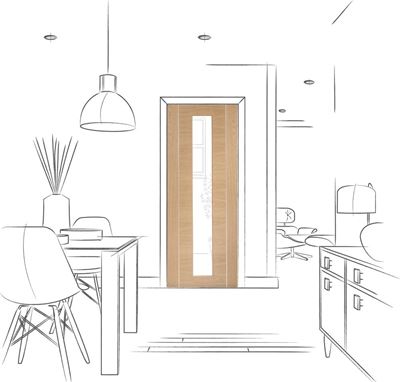 Picture of Internal Oak Pre-Finished Forli (Alum Inlay) Clear Glass
1981 x 838 x 35mm (33")