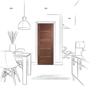 Picture of Internal Walnut Pre-finished Portici Fire Door
1981 x 686 x 44mm (27")