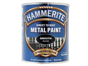 Picture of Hammerite Direct to Rust Smooth Finish Metal Paint Black 750ml