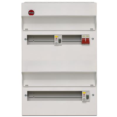 Picture of 20 USEABLE WAYS Wylex 20way Flexible Dual RCDAmendment 3 17th ED Consumer Unit METAL 20 WAY BOARD 100A SWITCH 2 X 80A RCD