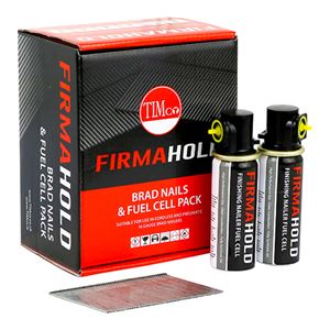 Picture of FirmaHold Collated Brad Nails & 2 x Fuel Cells - 16 Gauge - Straight - Galvanised
16g x 19/2BFC 

• Straight collation
• T Head to give a concealed fixing
• Shank Design: Low