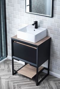 Picture of PORTO 60 Reversible Worktop - Matt Black/Sonoma Oak610x460mm