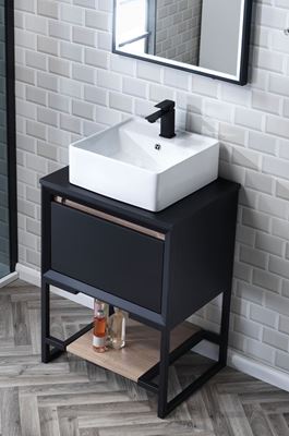 Picture of PORTO 60 Base Unit - Matt Black/Sonoma Oak600x460x400mm