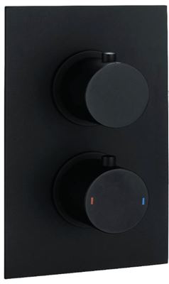 Picture of Utah Round Twin Thermostatic Shower Valve - Matt Black ( Controls 2 Functions)