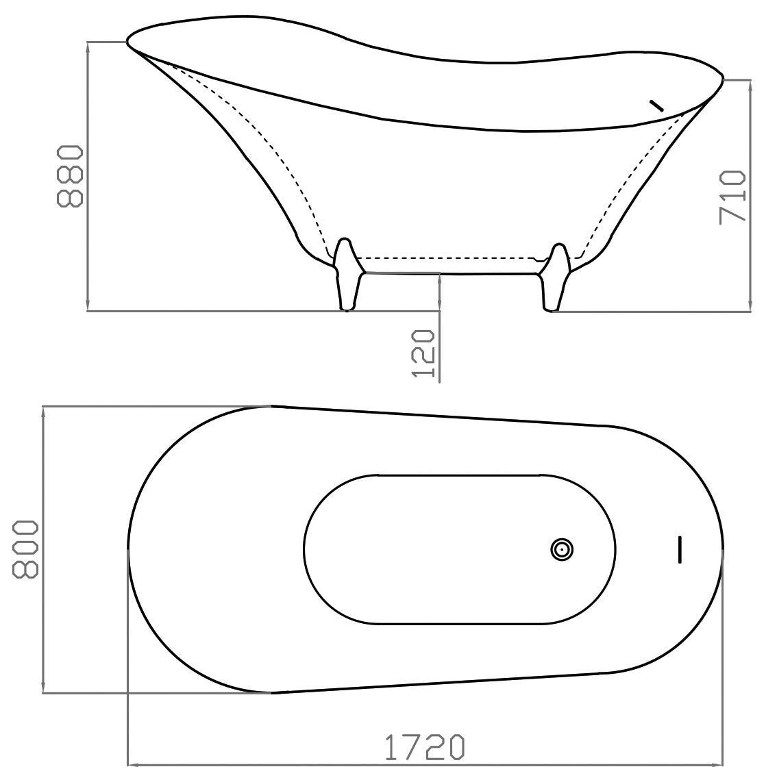 Acrelane Timber. VIENNA Freestanding Bath & White Feet1720x800