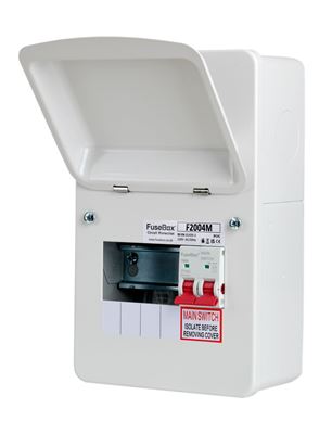 Picture of FUSEBOX 4WAY USEABLE C/W 100A MAIN SWITCHCONSUMER UNIT