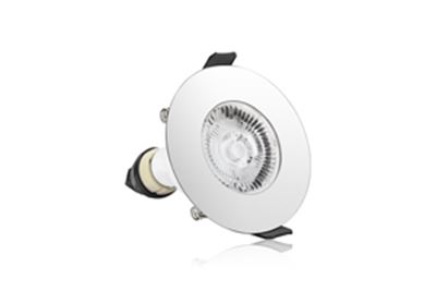 Picture of EVOFIRE FIRE RATED DOWNLIGHT 70MM CUTOUT IP65 POLISHED CHROME ROUND +GU10 HOLDER INTEGRAL