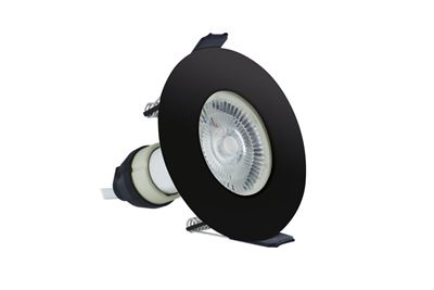 Picture of EVOFIRE FIRE RATED DOWNLIGHT 70MM CUTOUT IP65 BLACK ROUND +GU10 HOLDER INTEGRAL