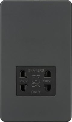 Picture of Screwless 115V/230V Dual Voltage Shaver Socket - Anthracite